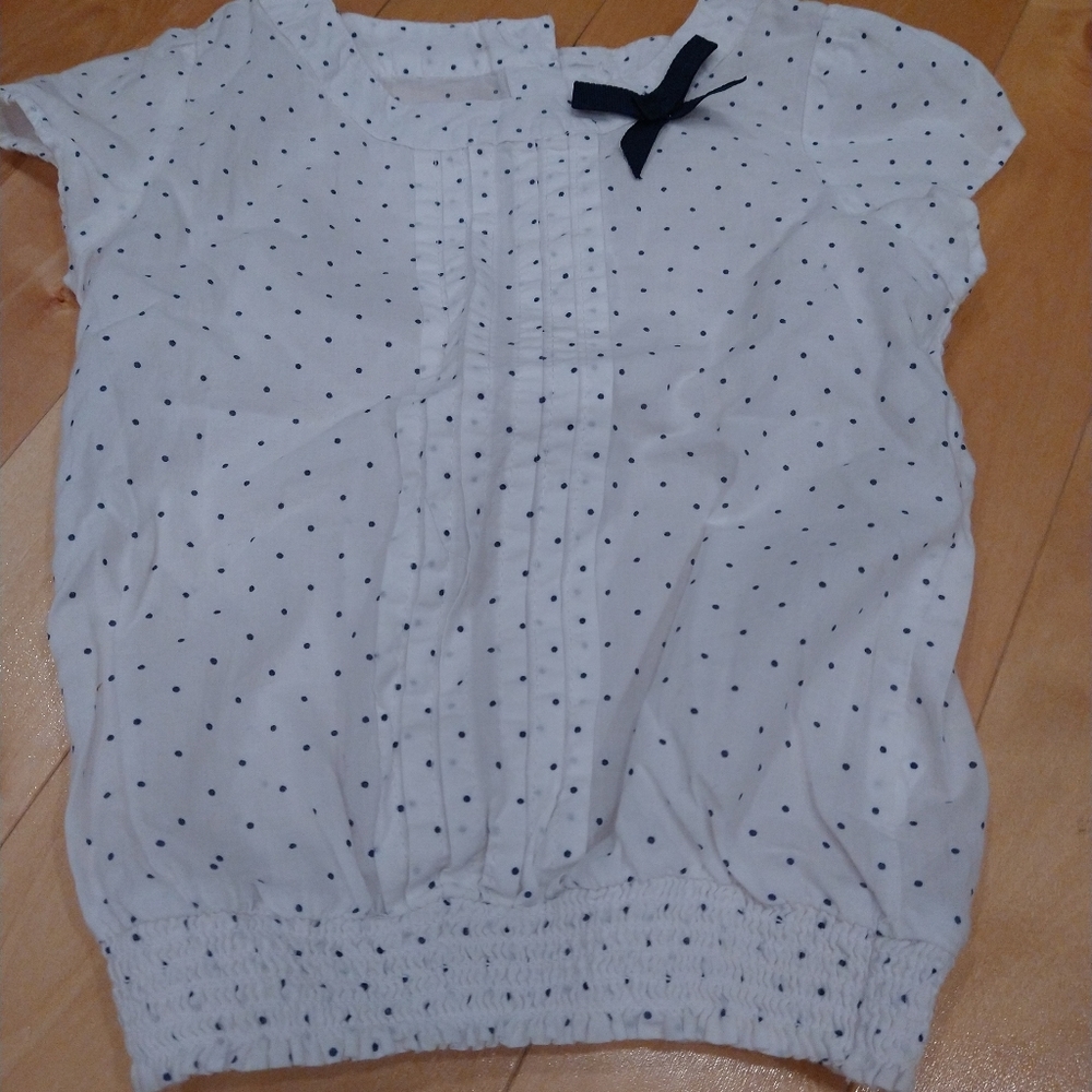 3/20$ 3T 98cm cool club (C&A) white blouse with small Polkadot and accent bow